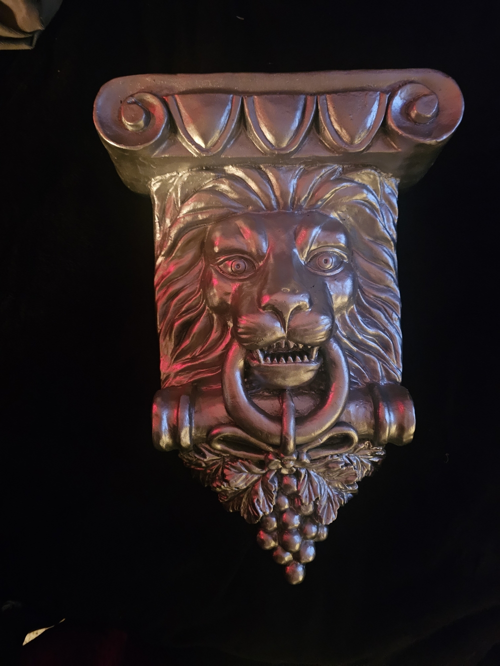 Ornate Lion Wall Shelf Bracket in Silver Finish